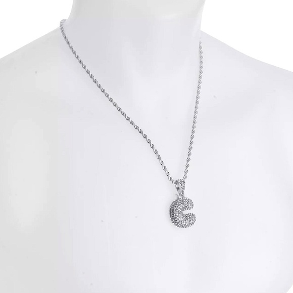 ☃️BOGO50%☃️🆕✨SILVER C✨BUBBLE LETTER INITIAL NECKLACE - Picture 3 of 13